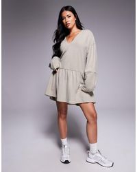 ASOS - Supersoft V Front Dropped Waist Mini Dress - Lyst