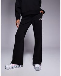 Kaiia - Joggers Negros Y Rosa Pastel De Pernera Ancha Con Logo De Texto De Tejido Rico En Algodón De (Parte De Un Conjunto) - Lyst