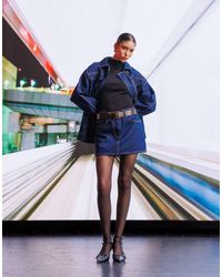 ASOS - Mini-jupe ultra-courte en jean d'ensemble - délavé - Lyst