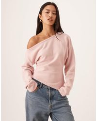 ASOS - Supersoft Off Shoulder Corset Waist Long Sleeve Top - Lyst