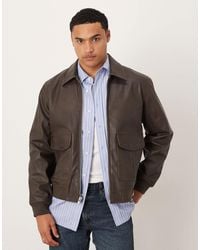 Abercrombie & Fitch - Veste courte coupe carrée en imitation cuir - marron - Lyst