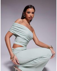 The Frolic - Exclusive Slinky Fold Over Asymmetric Off Shoulder Top - Lyst