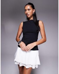 ASOS - Sleeveless Pleated Poplin Mono Skirt Mini Dress - Lyst