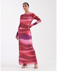 Vero Moda - Long Sleeve Mesh Maxi Dress - Lyst