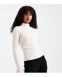 The Frolic - Exclusive Ribbed Knit Pearl Detail Flare Sleeve Jumper - Lyst