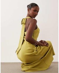 Y.A.S - Tie Back Halter Neck Satin Maxi Dress - Lyst