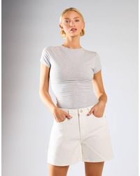 Glamorous - Slim Fit Stretchy Denim Short - Lyst
