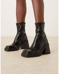 ASOS - Wide Fit Reign Square Toe Mid-heel Platform Boots - Lyst