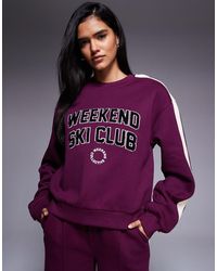 ASOS - Weekend Collective Heavyweight Sweatshirt With Ski Club Design - Lyst
