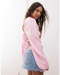 Miss Selfridge - Double Tie Back Open Back Jumper - Lyst