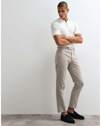 ASOS - Linen Rich Slim Tailored Trousers - Lyst