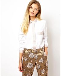 ASOS Camisa con detalles texturizados de grosgrain en contraste - Blanco