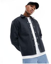 River Island - Long Sleeve Popper Front Overshirt - Lyst