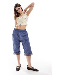 Reclaimed (vintage) - Revived X Glass Onion Track Cropped Pants With Lace Hem - Lyst