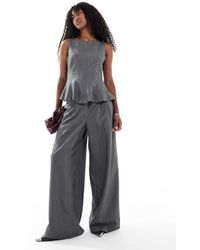 Vero Moda - Pantalones De Sastre Gris Melange De Pernera Ancha De (Parte De Un Conjunto) - Lyst