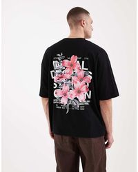 ASOS - Oversized T-shirt With Floral Back Print - Lyst