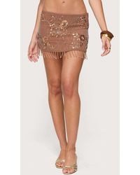 Edikted - Sheer Sequin Bead Fringed Mini Skirt - Lyst