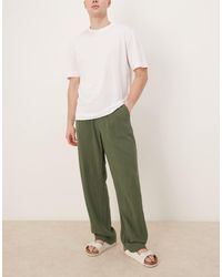 ASOS - baggy Fit Pull-on Linen Rich Pants - Lyst