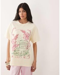 Miss Selfridge - Oversized T-Shirt With Flower Festival Graphic - Lyst