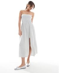 Hollister - Strapless Drop Waist Paneled Midi Dress - Lyst