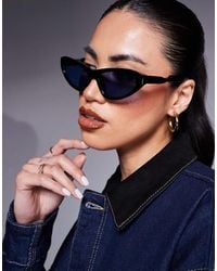 River Island - Slim Cateye Sunglasses - Lyst