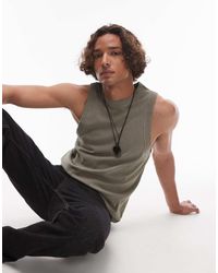 TOPMAN - High Neck Stripe Rib Vest - Lyst
