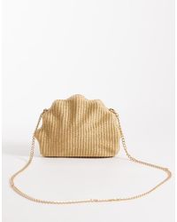 ASOS - Straw Hardbox Shell Clutch Bag With Chain Cross Body Strap - Lyst