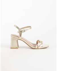 New Look - New Look Faux Leather Braided Block Heel Sandals - Lyst