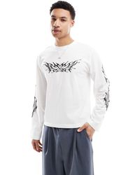 Cotton On - Camiseta Blanca De Manga Larga Con Estampado Gráfico Cibernético De Cotton On - Lyst