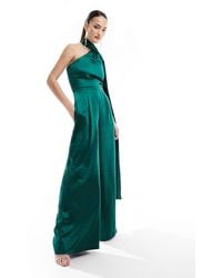 Style Cheat - Exclusive Satin Jumpsuit With Scarf - Lyst
