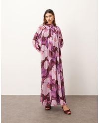 ARRANGE - Maxi Jurk Van Chiffon Met A-Lijn, Ballonmouwen En Bloemenprint - Lyst