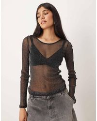 JJXX - Glittertop Van Mesh Met Lange Mouwen - Lyst