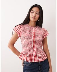 Nobody's Child - Lana Cotton Shir Puff Sleeve Peplum Top - Lyst