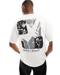 Jack & Jones - T-shirt oversize avec imprimé fleur noir et au dos - Lyst
