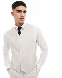 ASOS - Slim Suit Waistcoat With Linen - Lyst