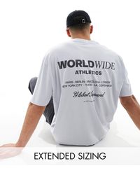 ASOS - T-shirt oversize grigia con scritta stampata sul retro - Lyst