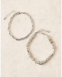 ASOS - Set Van 2 Armbanden Met Halfedelstenen Labradoriet En Schakels - Lyst