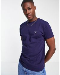 GANT - Camiseta azul marina con logo original - Lyst