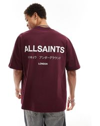 AllSaints - Camiseta morado intenso extragrande underground exclusiva en asos - Lyst