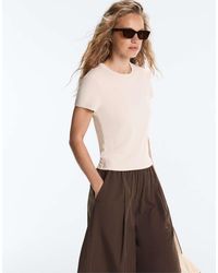 Oysho - Fitted Short-sleeved Rib T-shirt With Modal - Lyst