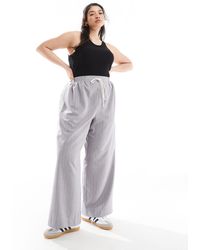 ASOS - Asos design curve - pantaloni grigi a righe con pannello a contrasto - Lyst