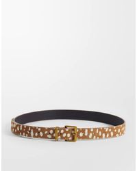 ASOS - Asos Deisgn Hair On Leather Belt With Square Buckle - Lyst