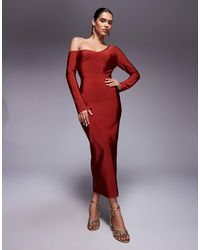 ASOS - Bandage Off Shoulder Long Sleeve Midi Dress - Lyst