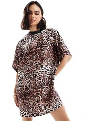 ASOS - Satin Oversized Mini Tshirt Dress - Lyst
