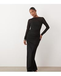 TFNC London - Mesh Jersey Sheer Long Sleeve Maxi Dress - Lyst