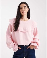Miss Selfridge - Frill Collar Balloon Sleeve Jumper - Lyst