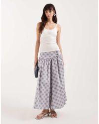 Motel - Sanadi Poplin Midaxi Check Skirt - Lyst
