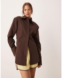 ASOS - Cinch Shoulder Pad Shirt With Tie Back - Lyst