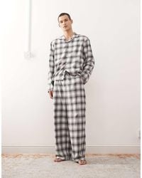 Weekday - Pantalones De Estar Por Casa A Cuadros Negros Y Blancos De Franela De (Parte De Un Conjunto) - Lyst