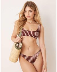 Mango - Textured Stripe Bikini Bottom - Lyst
